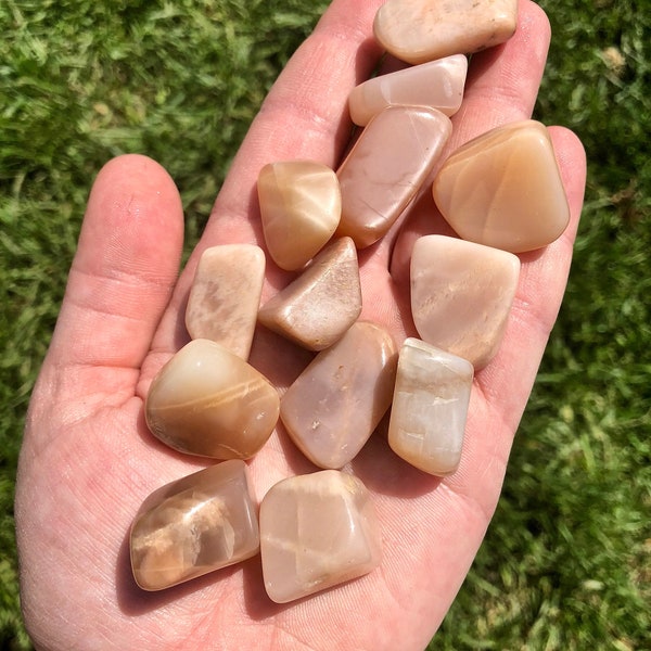 Peach Moonstone Tumbled Stone - Multiple Sizes Available - Tumbled Peach Moonstone Crystal - Polished Peach Moonstone Gemstone - Moonstone