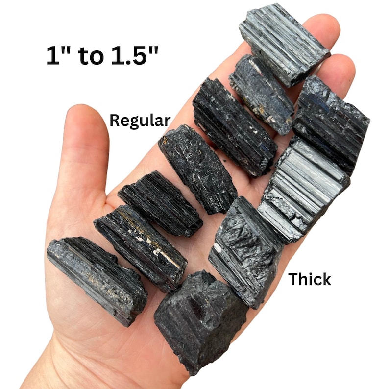 Tronco de turmalina negra en bruto (0,5”-9”), grado A - Piedra de turmalina negra en bruto - Cristal de turmalina negra natural - Varios tamaños - Procedente de Brasil imagen 9