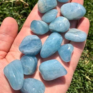 Aquamarine Tumbled Stone - Multiple Sizes Available - Tumbled Aquamarine Crystal - Natural Blue Beryl - Polished Blue Aquamarine Gemstone