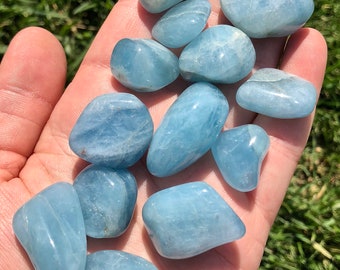 Aquamarine Tumbled Stone - Multiple Sizes Available - Tumbled Aquamarine Crystal - Natural Blue Beryl - Polished Blue Aquamarine Gemstone