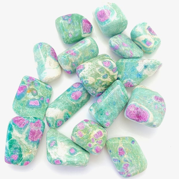 Ruby in Fuchsite Tumbled Stone - Multiple Sizes Available - Tumbled Ruby in Fuchsite Crystal - Green and Pink Polished Ruby in Fuchsite