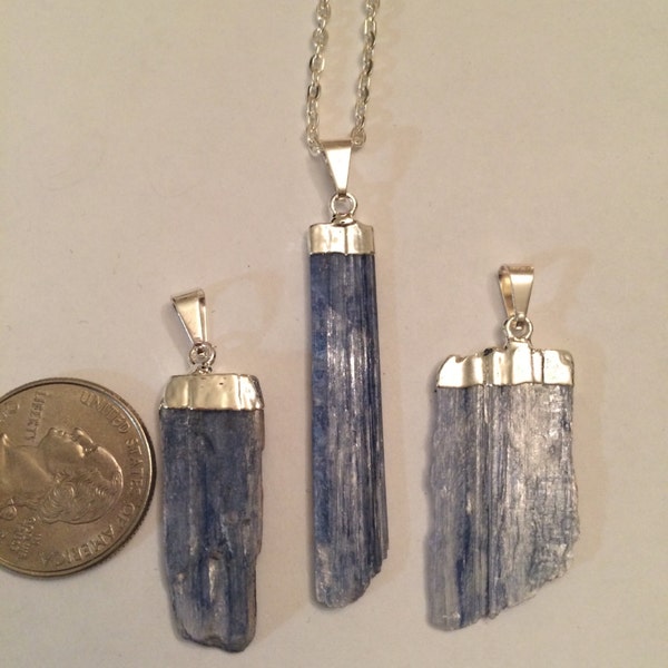 Raw Blue Kyanite Pendant - Blue Kyanite Necklace - Healing Crystal Necklace - Blue Protection Pendant - Rough Blue Kyanite Necklace