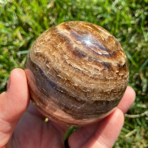 Chocolate Calcite Sphere - Polished Crystal Sphere - Striped Brown Calcite - Root Beer Calcite - Chocolate Calcite Crystal - 10 - 25% Off