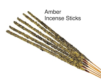 Bâtons d'encens ambrés (6) - Bâtons d'encens en résine ambrée naturelle - Nettoyage de la fumée - Bâton d'encens ambré - Aromathérapie - Encens fait main