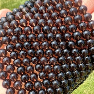 Smoky Quartz Bead Strands - 6mm & 8mm Beads - Polished Smoky Quartz Crystal Beads - Round Beads for Jewelry Making - Quartz Gemstone Beads