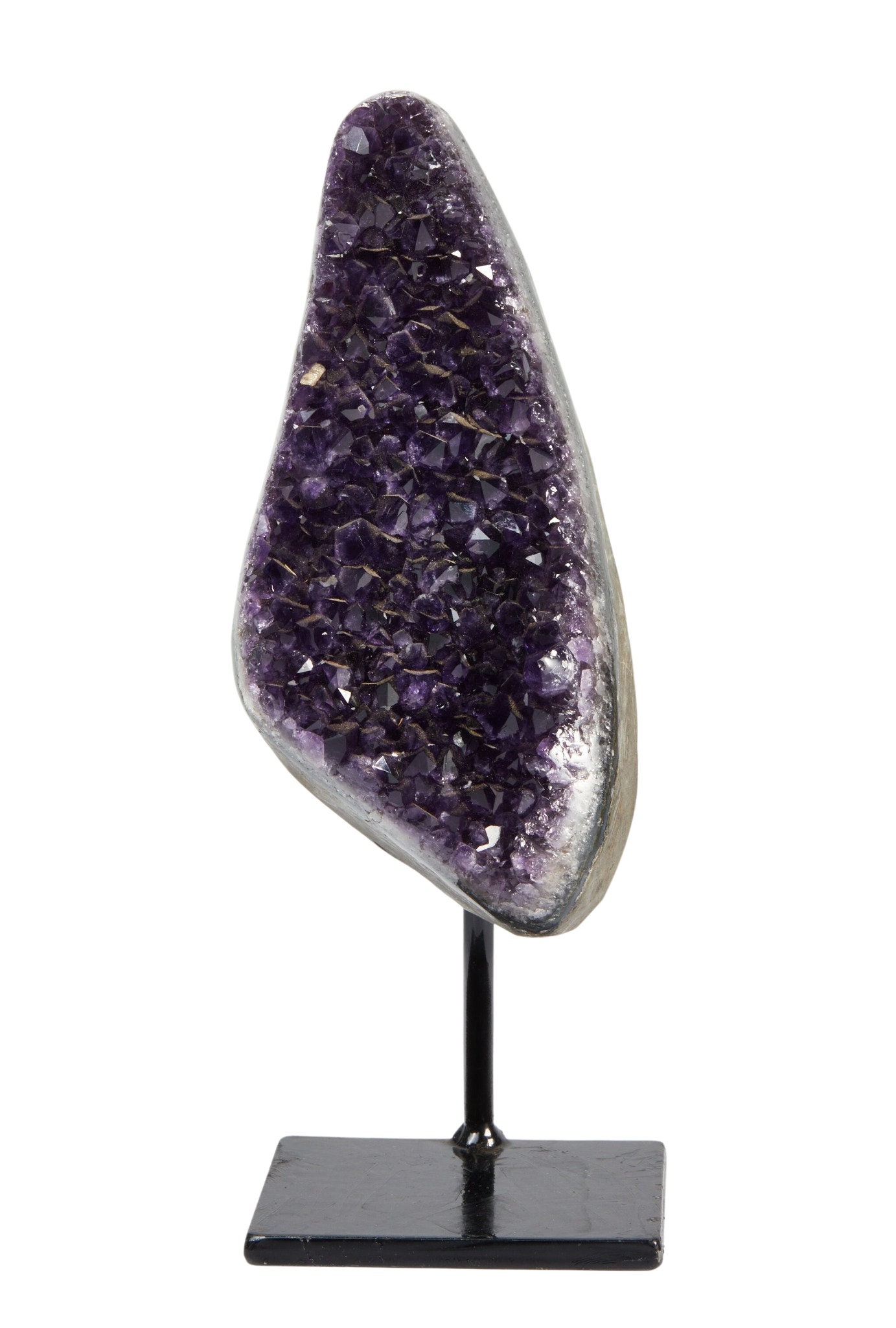 Raw Amethyst Cluster With Metal Stand - Large Crystal One Of A Kind Geode Unique On 41