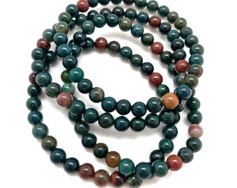 Blutstein Armband - 6 mm - Blutstein Schmuck - Elastisches Armband - März Geburtsstein - Perlen Stretch Armband - echte Blutstein Edelsteine