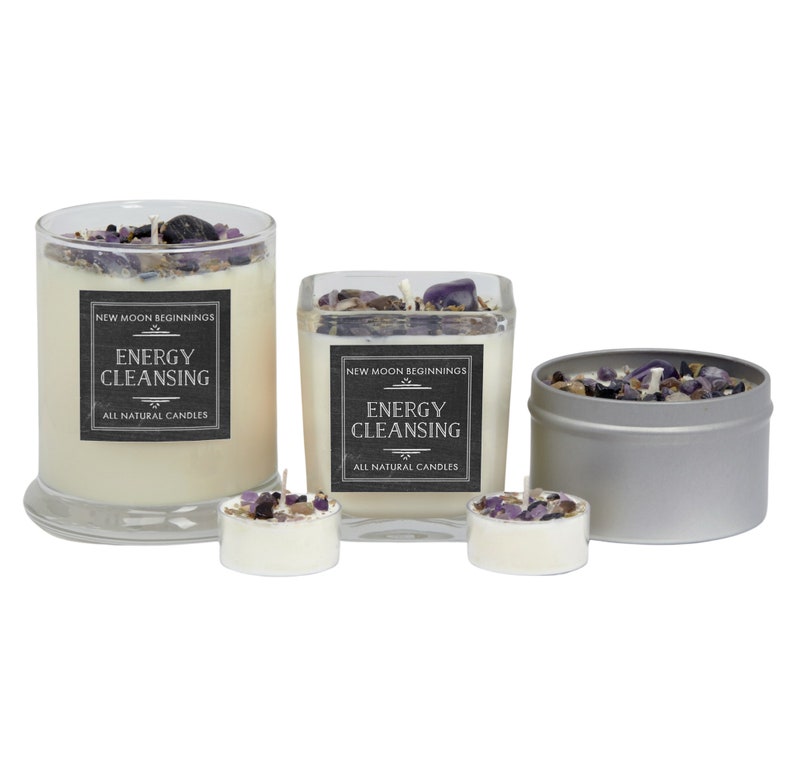 Energy Cleansing Candle Protection Candles Crystal & Herb - Etsy