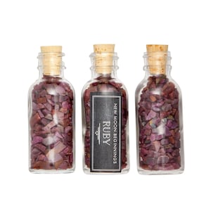 Raw Ruby Crystal Bottle - Raw Ruby Stone Bottle - Raw Ruby Chips - Gemstone Bottle - Rough Ruby Gem Jar- Mini Ruby - Raw Ruby Gemstone Chips