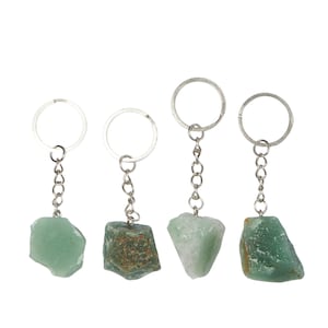 Raw Green Aventurine Keychain - Rough Green Aventurine Keychain - Green Aventurine Keyring - Aventurine Crystal Keychain - Green Keychain