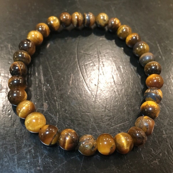 Tigers Eye - Tiger Eye Bracelet - Healing Crystal Bracelet - Tigers Eye Jewelry - Elastic Bracelet - Stack Bracelet - Real Gemstone Bracelet