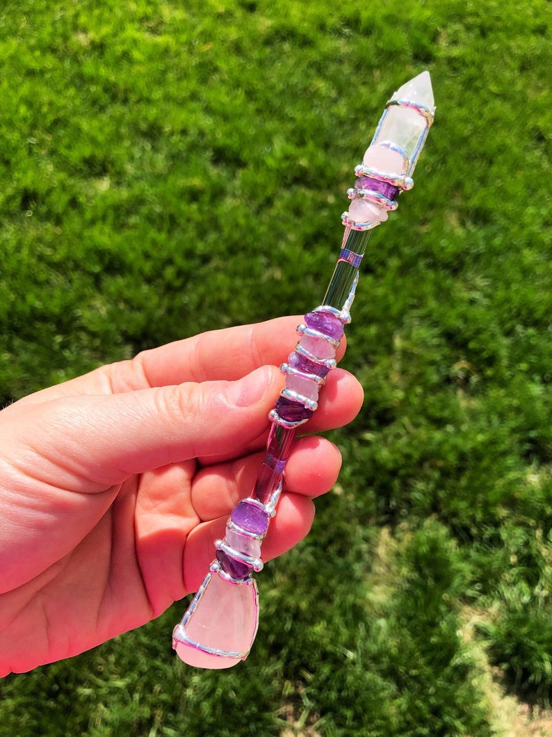 Unconditional Love Wand Love and Happiness raw crystals Etsy