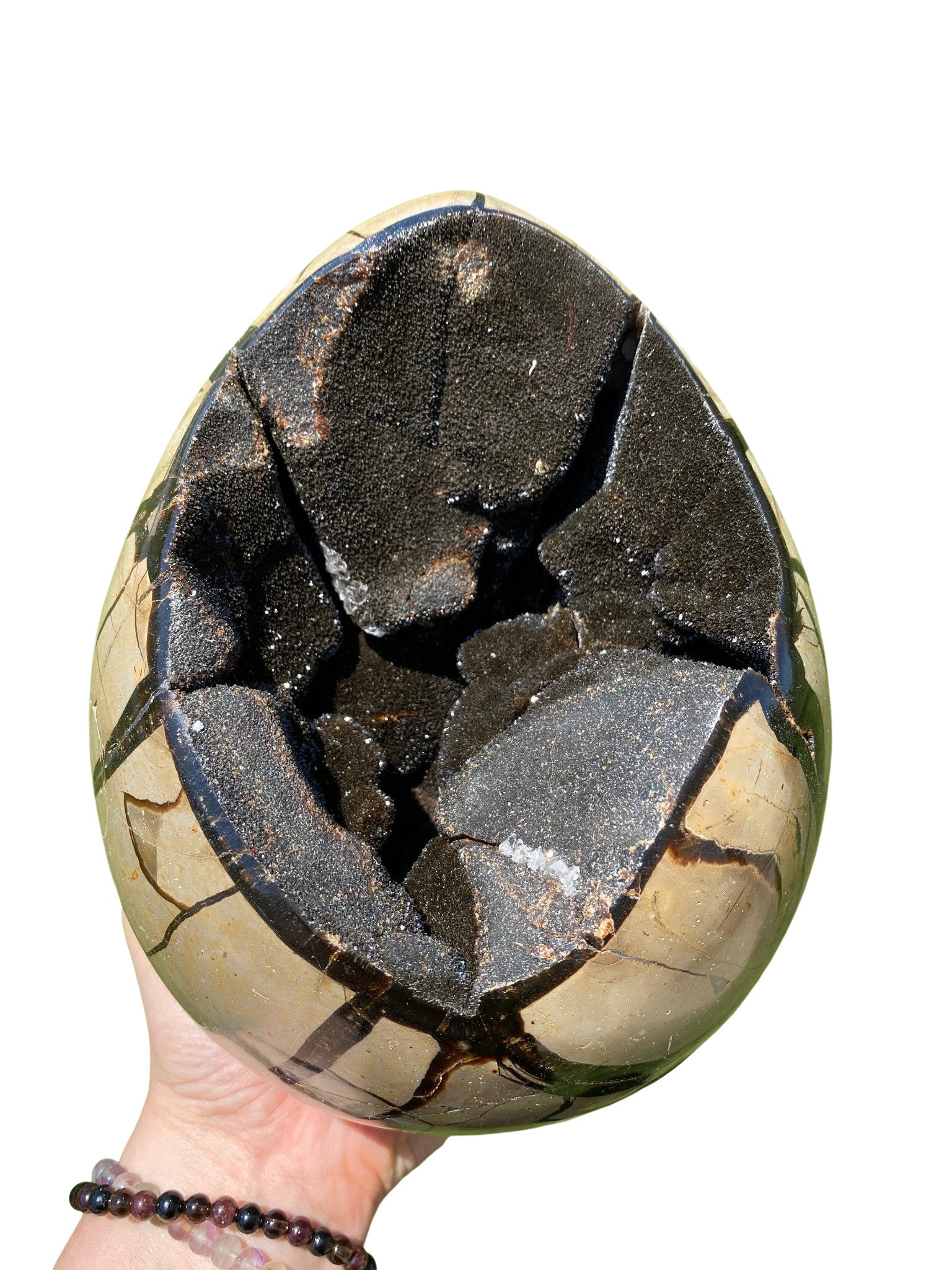 Beautiful Septarian Egg Geode Polished Natural Stone For Home
