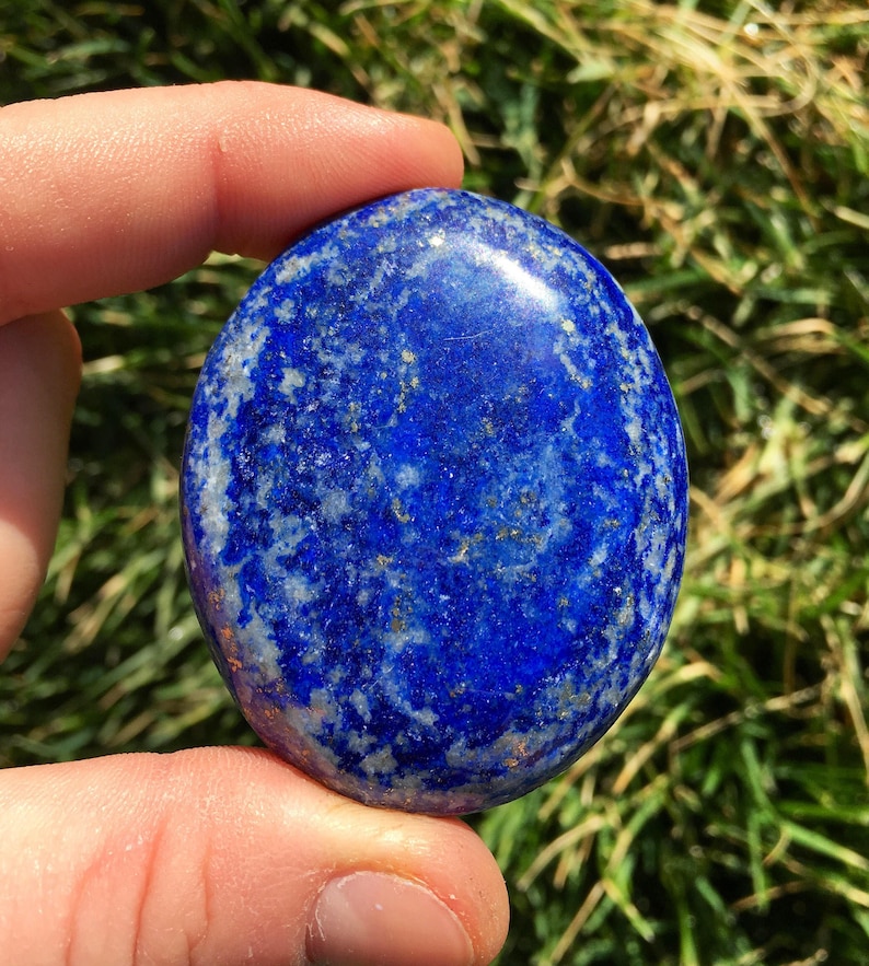 Lapis Lazuli Stone Lapis Lazuli Palm Stone Grade A Polished Lapis Lazuli Palm Stone Crystal Tumbled Blue Lapis Lazuli Worry Stone image 1