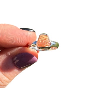 Rough Sunstone Ring - Sterling Silver - Sizes 6 to 8 (US) - Bezel Setting - Small Raw Sunstone Ring - Rough Sunstone Crystal Ring