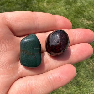 Bloodstone & Garnet Crystal Set Strength and Healing Tumbled Bloodstone Tumbled Garnet Root Chakra Crystal Kit Protection Stones image 10