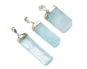 Aquamarine Pendant (1.5" to 2") - Grade AAA Aquamarine Crystal Necklace - Aquamarine Jewelry - Natural Aquamarine - Aquamarine Stone Pendant