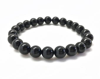 Black Tourmaline Bracelet - Crystal Bracelet - Black Tourmaline Jewelry - Elastic Bracelet - Stretch Bracelet - Genuine Tourmaline