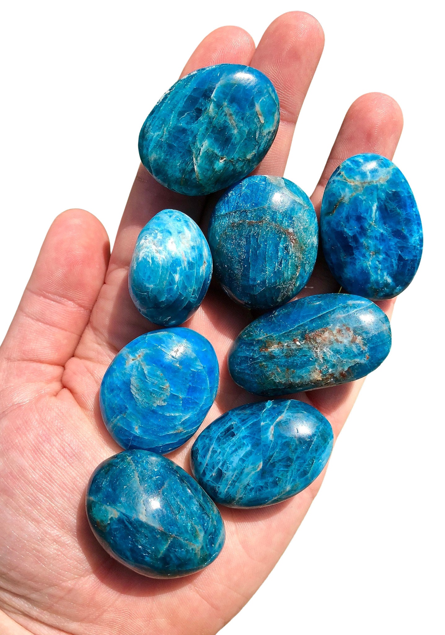 Meditation Stone E0700 BLUE APATITE Tumbled Stones-Healing Crystals,Unique Gift 
