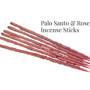 Artisan Palo Santo & Rose Incense Sticks (6 Sticks per Pack) - Palo Santo Incense - Smoke Cleansing - Aromatherapy - Rose and Palo Santo