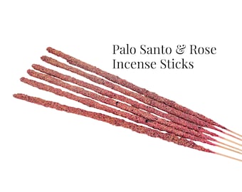 Artisan Palo Santo & Rose Incense Sticks (6 Sticks per Pack) - Palo Santo Incense - Smoke Cleansing - Aromatherapy - Rose and Palo Santo