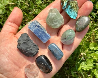 Conjunto de cristales para Mercurio Retrógrado: cristales para calma, claridad y comunicación. Piedras para Mercurio Retrógrado.