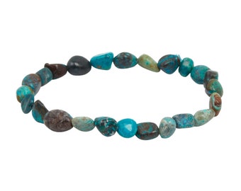 Chrysocolla Tumbled Stone Bracelet - Chrysocolla Elastic Bracelet - Chrysocolla Jewelry - Stretch Bracelet - Genuine Chrysocolla Gemstone