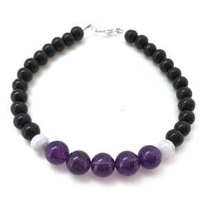Caregiver Bracelet -  crystal bracelet - blue lace agate, black obsidian, amethyst bracelet