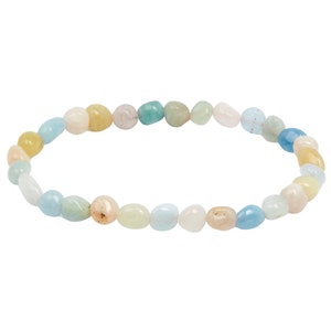 Multicolor Beryl Bracelet Nugget Elastic Bracelet - Morganite, Aquamarine, Kunzite, Heliodor - Beryl Crystal Jewelry - Pastel Stone Bracelet