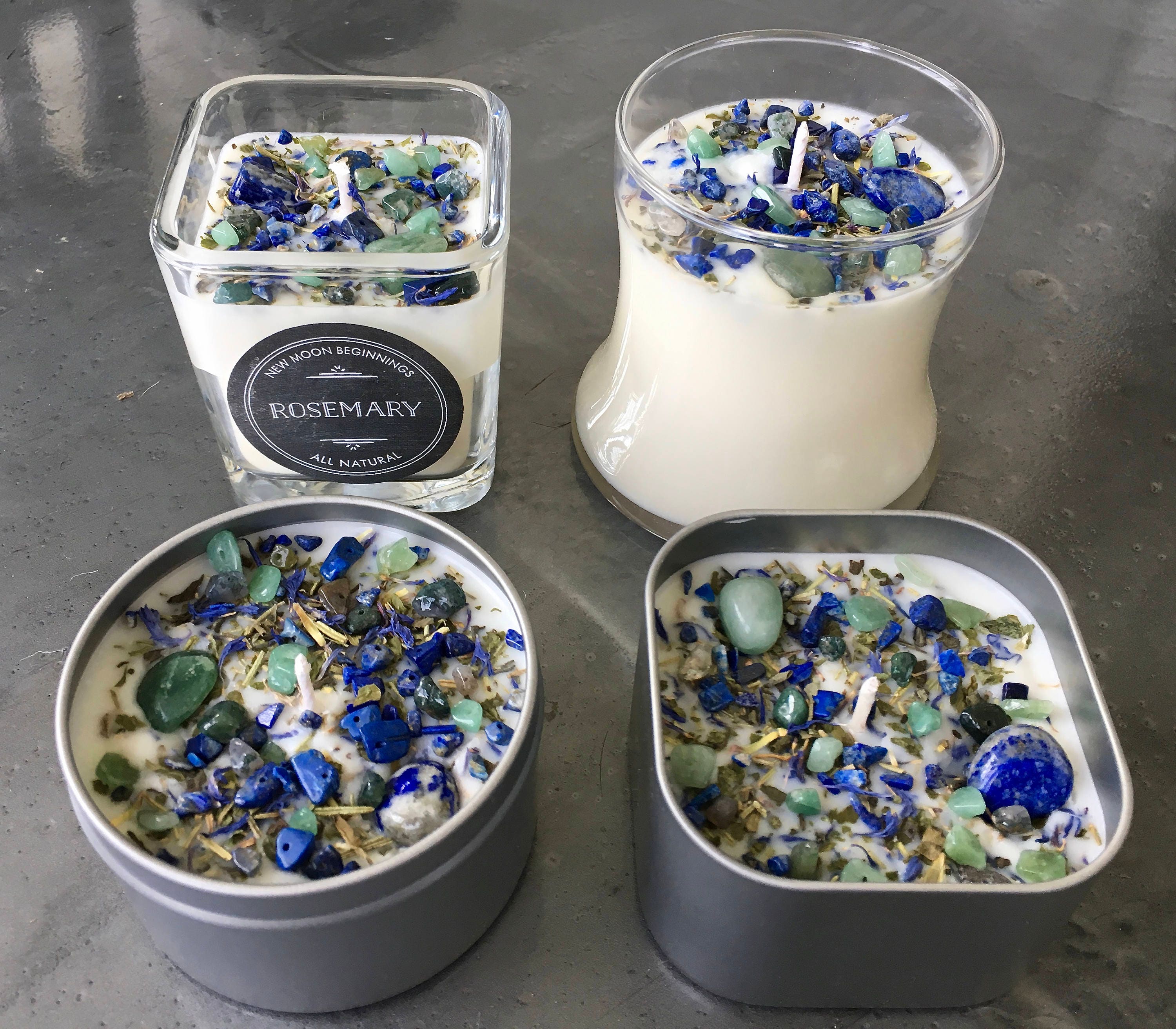 Rosemary Candles Crystal & Herb Candles Energy clearing Etsy