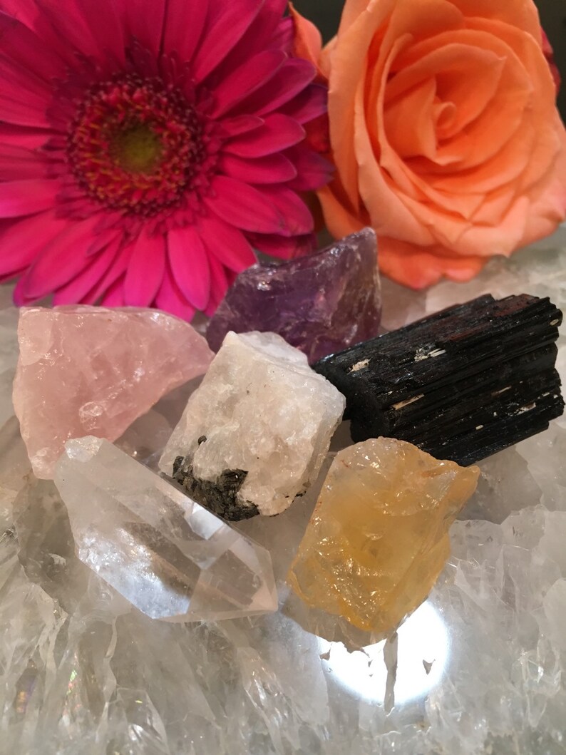 Good Vibes Crystal Set Raw Crystals and Stones Raw Rose Etsy