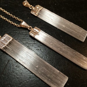 Selenite Pendant - Selenite Necklace - Selenite Jewelry - Crystal Necklace - Raw Selenite Pendant - Genuine Selenite Necklace