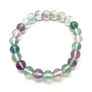 Rainbow Fluorite Bracelet - Elastic Bracelet - Rainbow Fluorite Jewelry - Stretchy Bracelet - Stack Bracelet - Fluorite Gemstone Bracelet