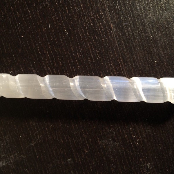 Spiral Selenite Crystal Wand - Healing Crystal - Protection Crystal - Remove Negative Energy - Selenite Wand - Polished Selenite Spiral