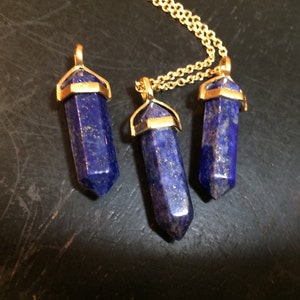 Lapis Lazuli Necklace - Polished Point Pendant - Lapis Lazuli Pendant - Natural Lapis Lazuli Crystal - Lapis Lazuli Crystal Necklace
