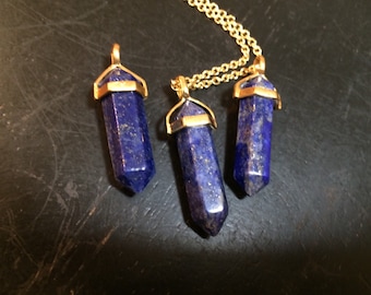 Lapis Lazuli Necklace - Polished Point Pendant - Lapis Lazuli Pendant - Natural Lapis Lazuli Crystal - Lapis Lazuli Healing Crystal Necklace