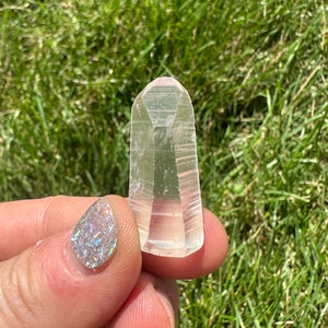 Lemurian Seed Quartz Crystal with Flat Base - Lemurian Quartz Crystal Point - Raw Lemurian Quartz Crystal from Brazil - Standing Lemurian