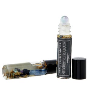 Mercury Retrograde Oil Roller - Rainbow Fluorite Crystal Roller Ball - Crystal & Herbs - Energy Cleansing Ritual Oil