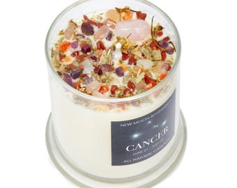 Cancer Candles - Zodiac Candle Cancer - Candle Gift for Cancer - Cancer Gifts for Her or Him - Soy Candle - Cancer Crystal Candle - Handmade