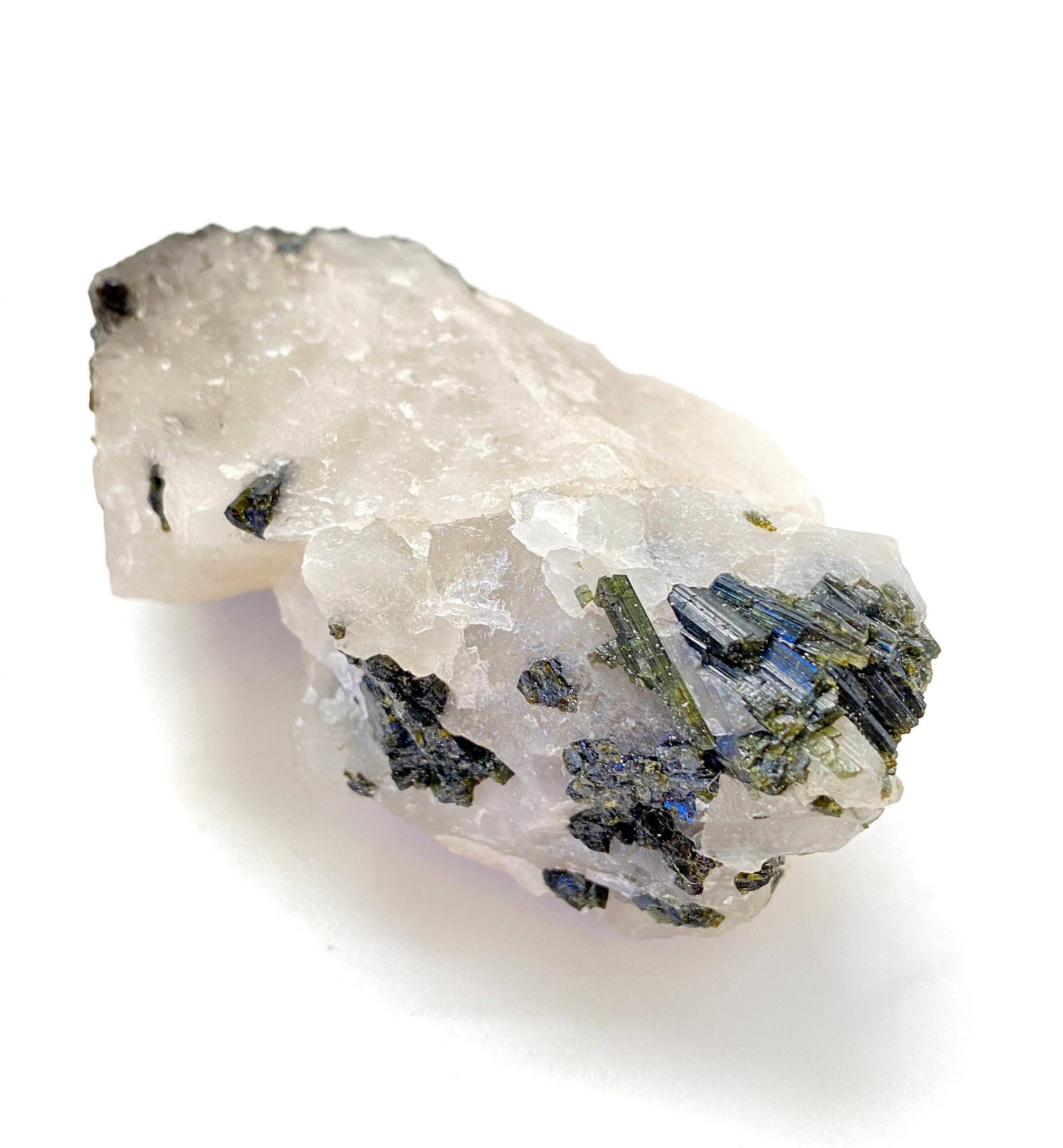 Raw Green Tourmaline in Quartz - Crystal Clear Matrix Rough Mineral Specimen 32