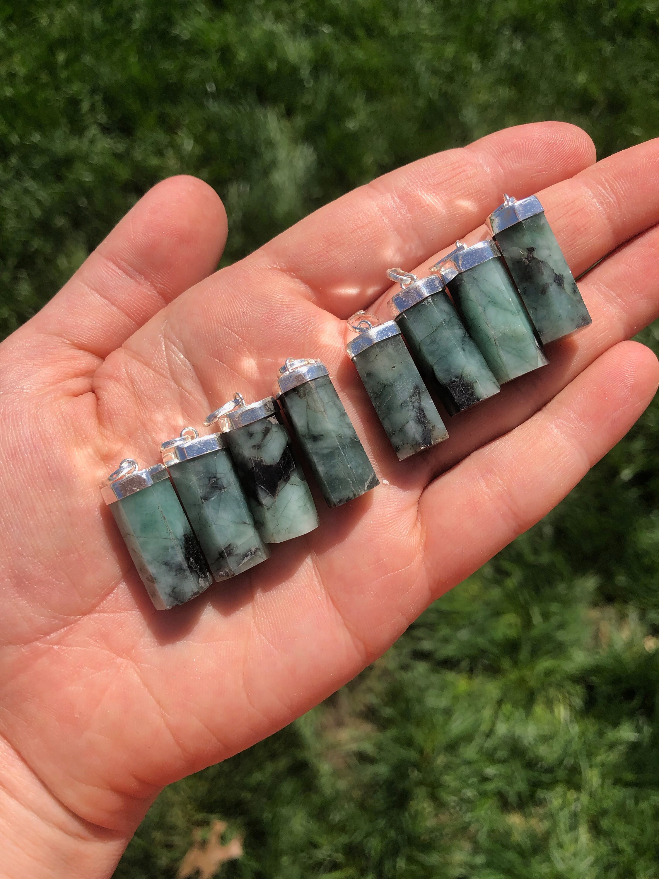 Emerald Pendant raw emerald necklace Natural Emerald | Etsy