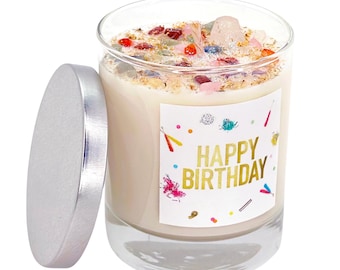 Happy Birthday Candles - Birthday Cake Candle - Vanilla Cake Candle - Soy Cake Scented Candle - Happy Birthday Candle Gift - Handmade Candle
