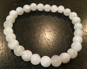 Moonstone Bracelet - Crystal Bracelet - Moonstone Jewelry - Elastic Bracelet - Moonstone Beads - Dainty Moonstone - Genuine Gemstone