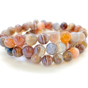 Botswana Agate Bracelet - 8mm Elastic Bracelet - Healing Crystal Bracelet - Botswana Agate Jewelry - Genuine Botswana Agate Gemstone