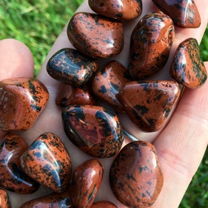 Mahogany Obsidian Tumbled Crystal - Tumbled Mahogany Obsidian Stone - Multiple Sizes Available - Root Chakra Stone - Polished Obsidian