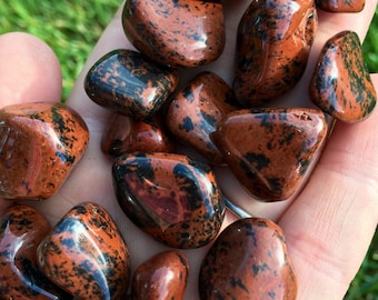 Mahogany Obsidian Tumbled Crystal - Tumbled Mahogany Obsidian Stone - Multiple Sizes Available - Root Chakra Stone - Polished Obsidian