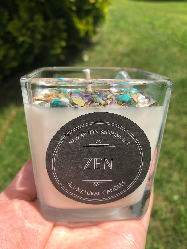 Zen Candles Relaxation Candles Crystal & Herb Candles Etsy