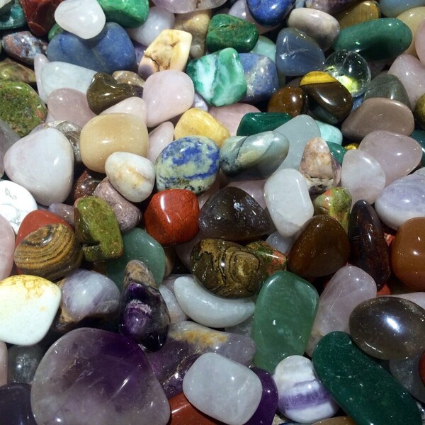 Mixed Gemstone Tumbled Stones - Multiple Sizes Available - Mixed Assortment of Polished Crystals and Stones - Rose Quartz - Amethyst - Jade