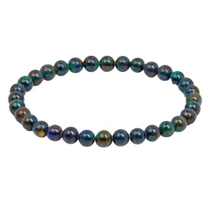 Azurite Malachite Bracelet (6mm) Azurite Malachite Jewelry - Malachite Bracelet - Elastic Bracelet - Genuine Azurite Malachite Gemstone