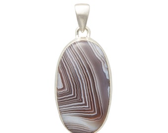 Botswana Agate Pendant Sterling Silver - Botswana Agate Stone Pendant - Botswana Agate Necklace - Botswana Agate Crystal Pendant 1068